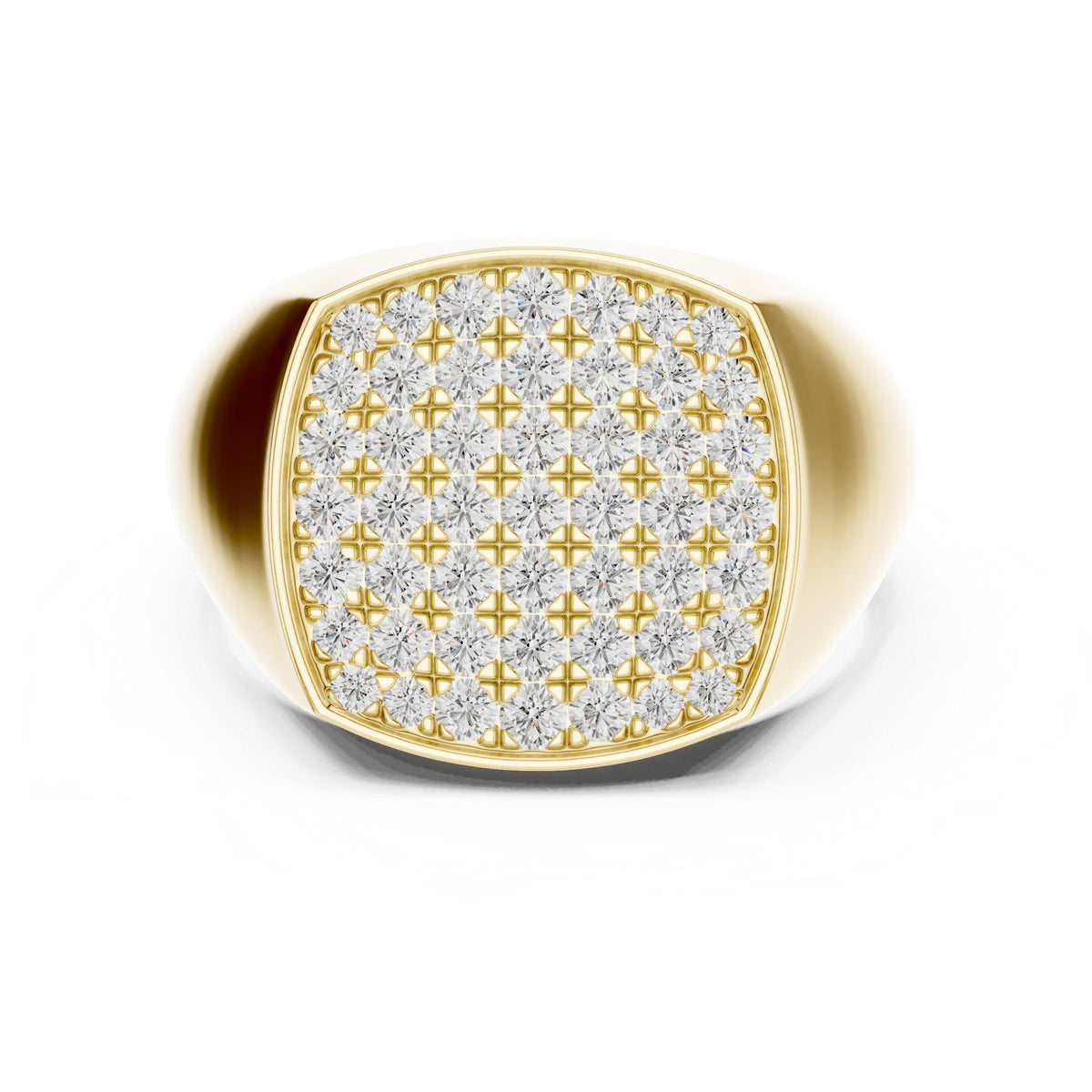 Men's Cushion-Shaped Pavé Moissanite Signet Ring – 925 Sterling Silver, 18K Gold Vermeil
