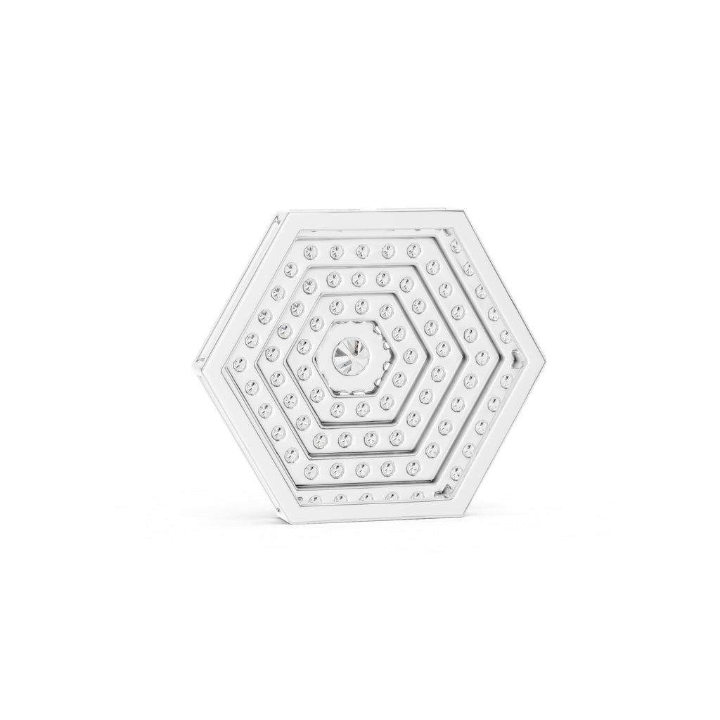 Moissanite Hexagon Pavé Pendant Necklace – 925 Sterling Silver, 18K Gold Vermeil