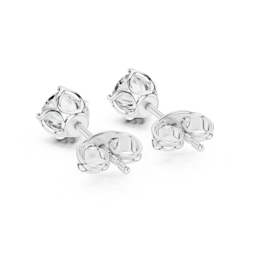 Round Moissanite Solitaire Stud Earrings – 925 Sterling Silver, 18K Gold Vermeil