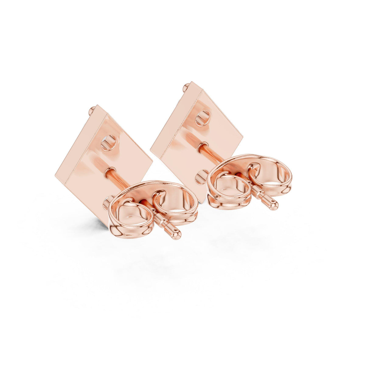 Moissanite Rhombus Three-Stone Stud Earrings – 925 Sterling Silver, 18K Gold Vermeil