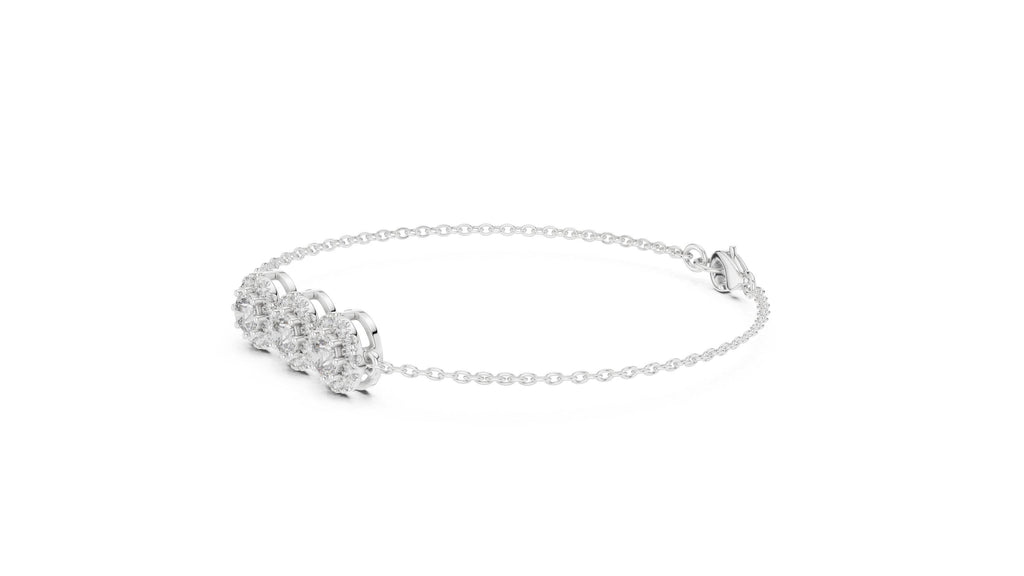 Triple-Halo Round Moissanite Bracelet – 925 Sterling Silver, 18K Gold Vermeil