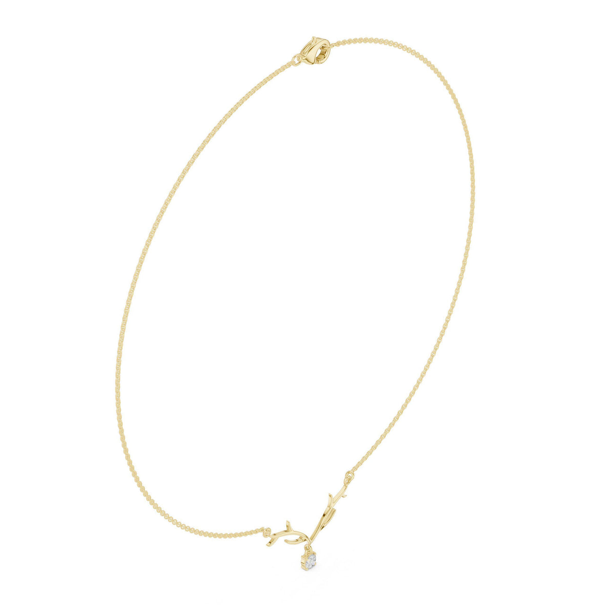 Moissanite Twig Branch Necklace – 925 Sterling Silver, 18K Gold Vermeil