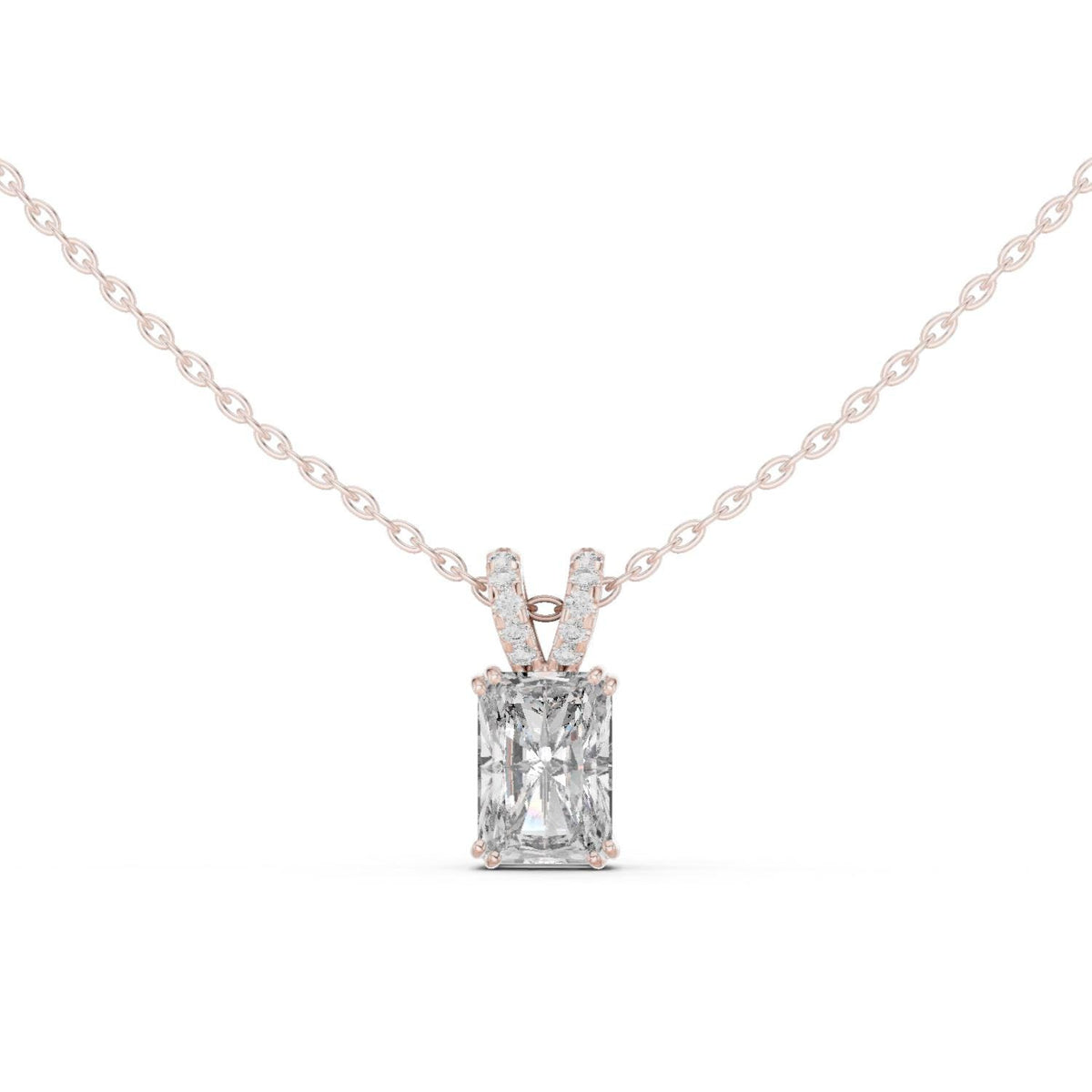 Radiant-Cut Moissanite Solitaire Pendant Necklace – 925 Sterling Silver, 18K Gold Vermeil