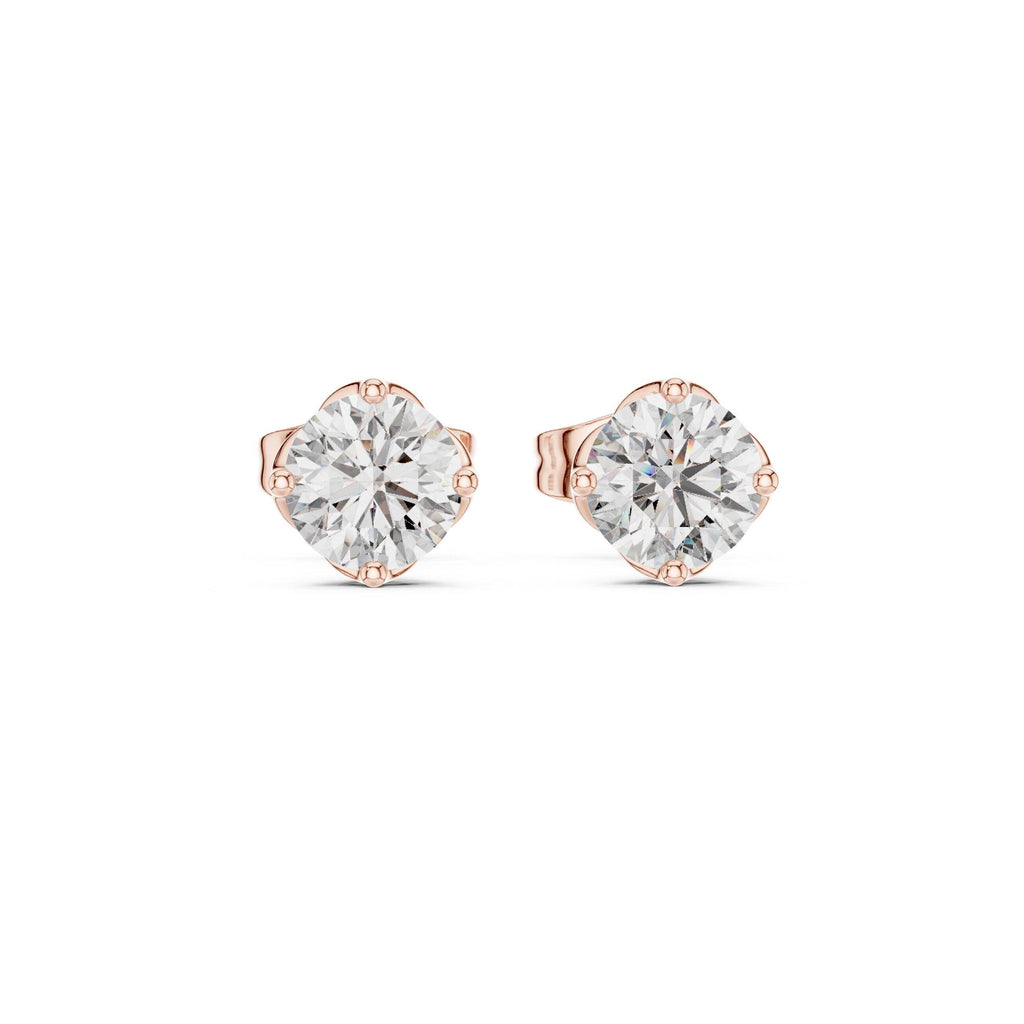 Round Moissanite Solitaire Stud Earrings – 925 Sterling Silver, 18K Gold Vermeil