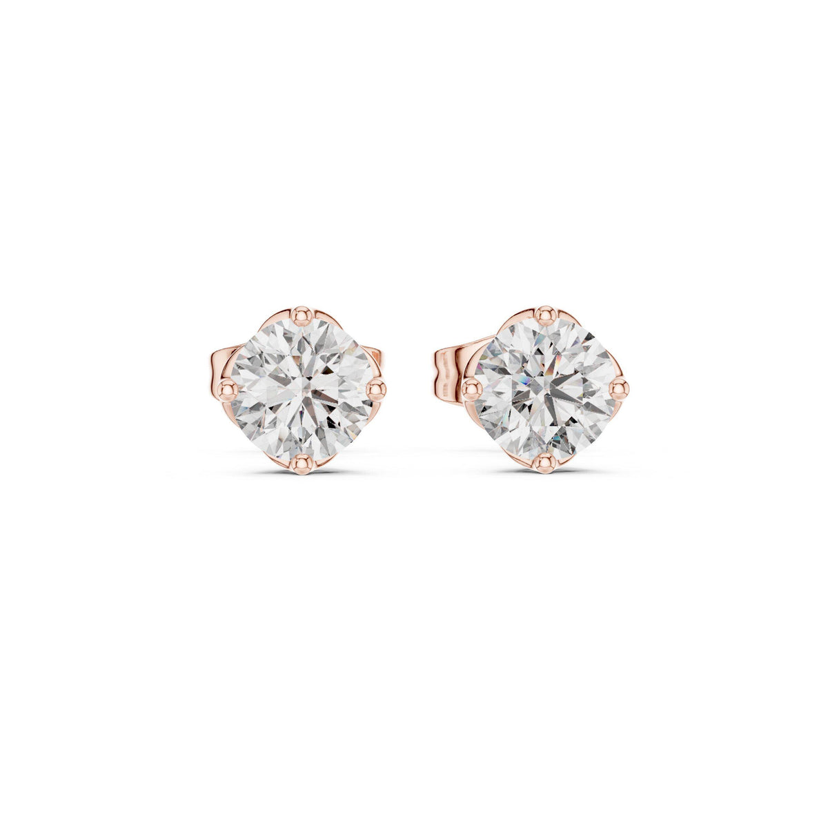 Round Moissanite Solitaire Stud Earrings – 925 Sterling Silver, 18K Gold Vermeil