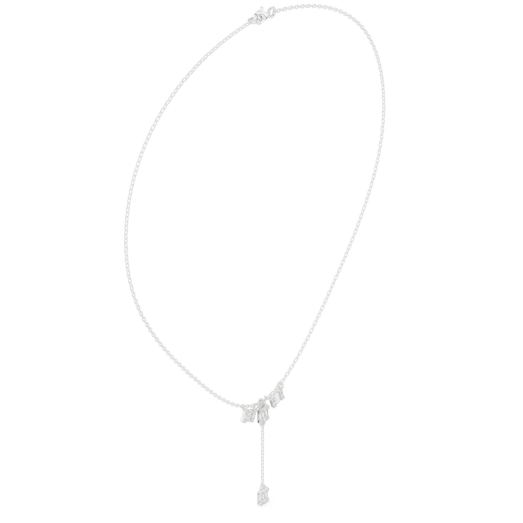 Baguette Moissanite Lariat Necklace – 925 Sterling Silver, 18K Gold Vermeil