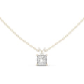 Princess Moissanite Solitaire Pendant Necklace – 925 Sterling Silver, 18K Gold Vermeil