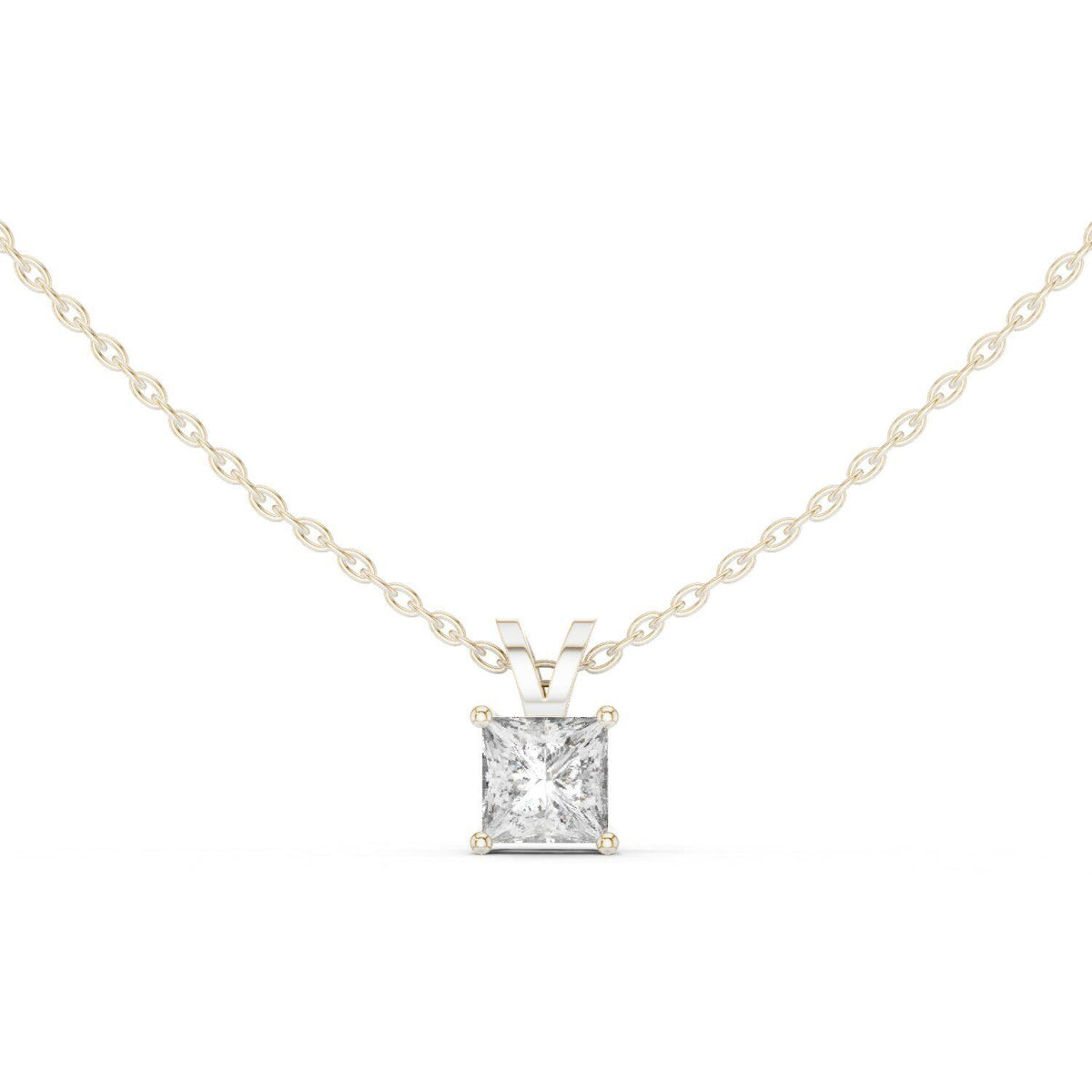 Princess Moissanite Solitaire Pendant Necklace – 925 Sterling Silver, 18K Gold Vermeil