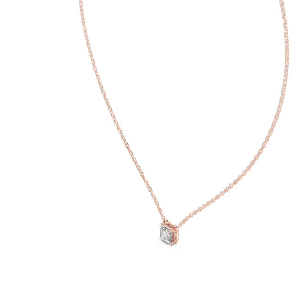 Asscher-Cut Moissanite Solitaire Necklace – 925 Sterling Silver, 18K Gold Vermeil