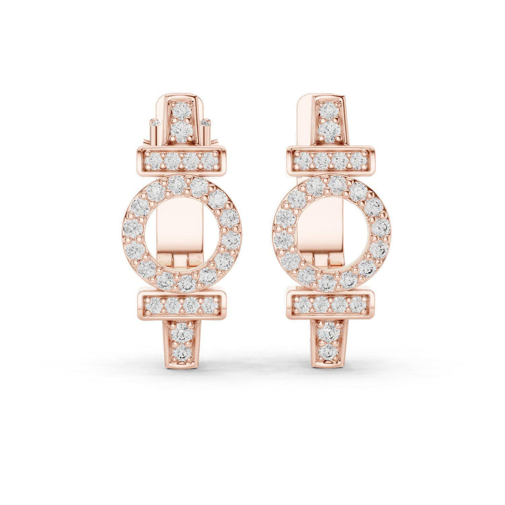 Moissanite Pavé Geometric Circle Earrings – 925 Sterling Silver, 18K Gold Vermeil