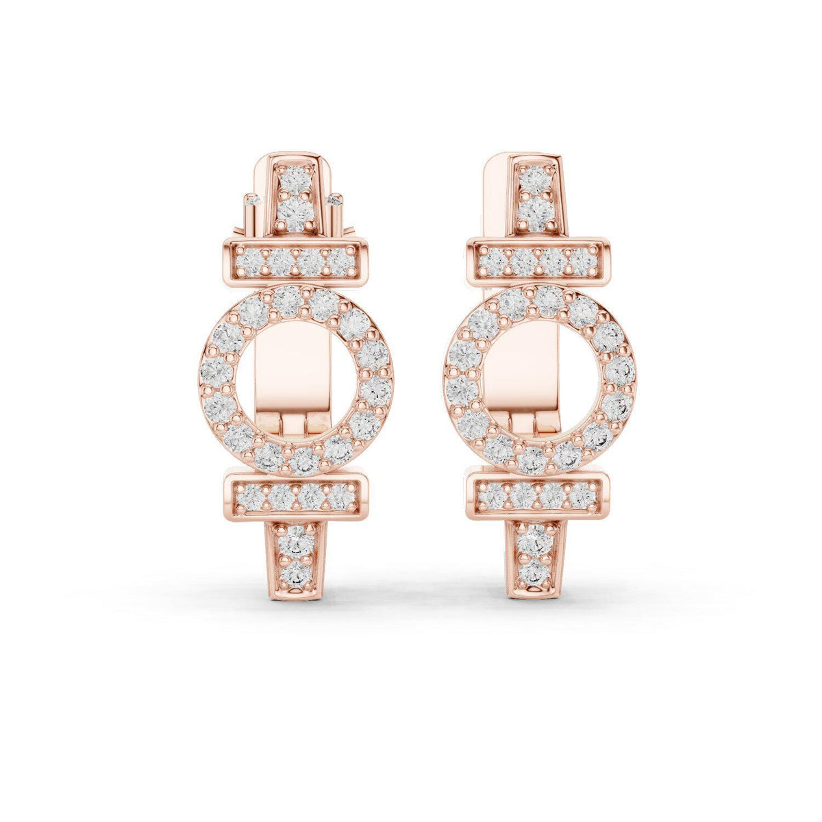 Moissanite Pavé Geometric Circle Earrings – 925 Sterling Silver, 18K Gold Vermeil