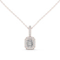 Emerald-Cut Moissanite Halo Pendant Necklace – 925 Sterling Silver, 18K Gold Vermeil