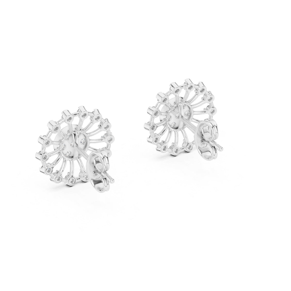 Moissanite Sunflower Medallion Stud Earrings – 925 Sterling Silver, 18K Gold Vermeil