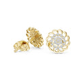 Moissanite Open Petal Medallion Stud Earrings – 925 Sterling Silver, 18K Gold Vermeil