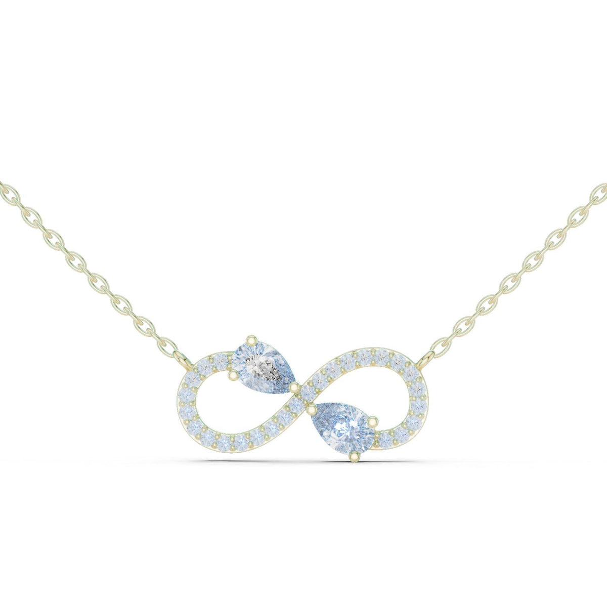 Pear Moissanite Pavé Infinity Necklace – 925 Sterling Silver, 18K Gold Vermeil