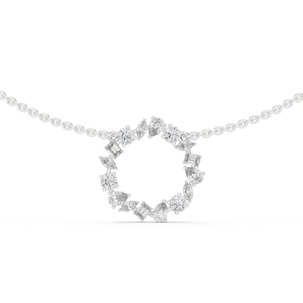 Mixed-Cut Moissanite Open-Circle Necklace – 925 Sterling Silver, 18K Gold Vermeil