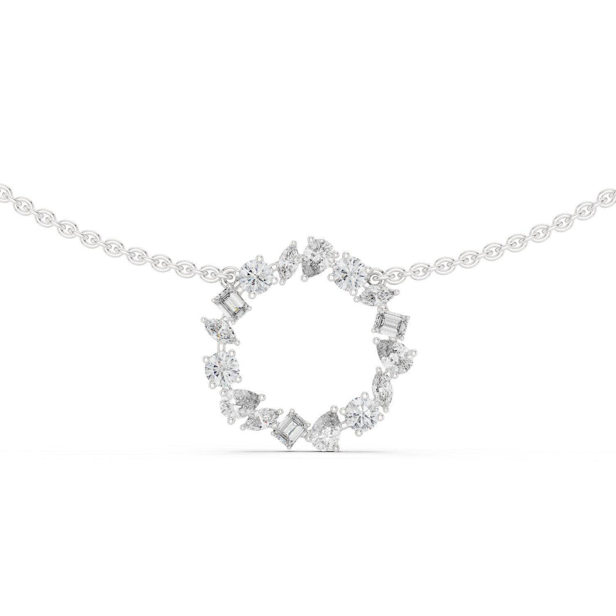 Mixed-Cut Moissanite Open-Circle Necklace – 925 Sterling Silver, 18K Gold Vermeil