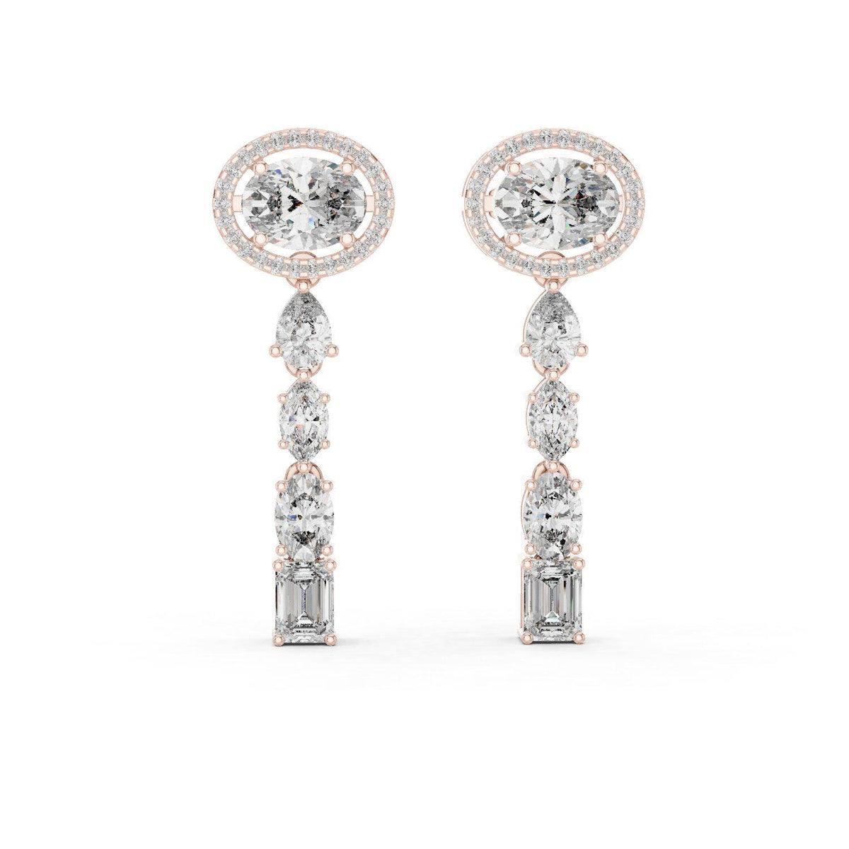 Oval Halo Moissanite Drop Earrings – 925 Sterling Silver, 18K Gold Vermeil