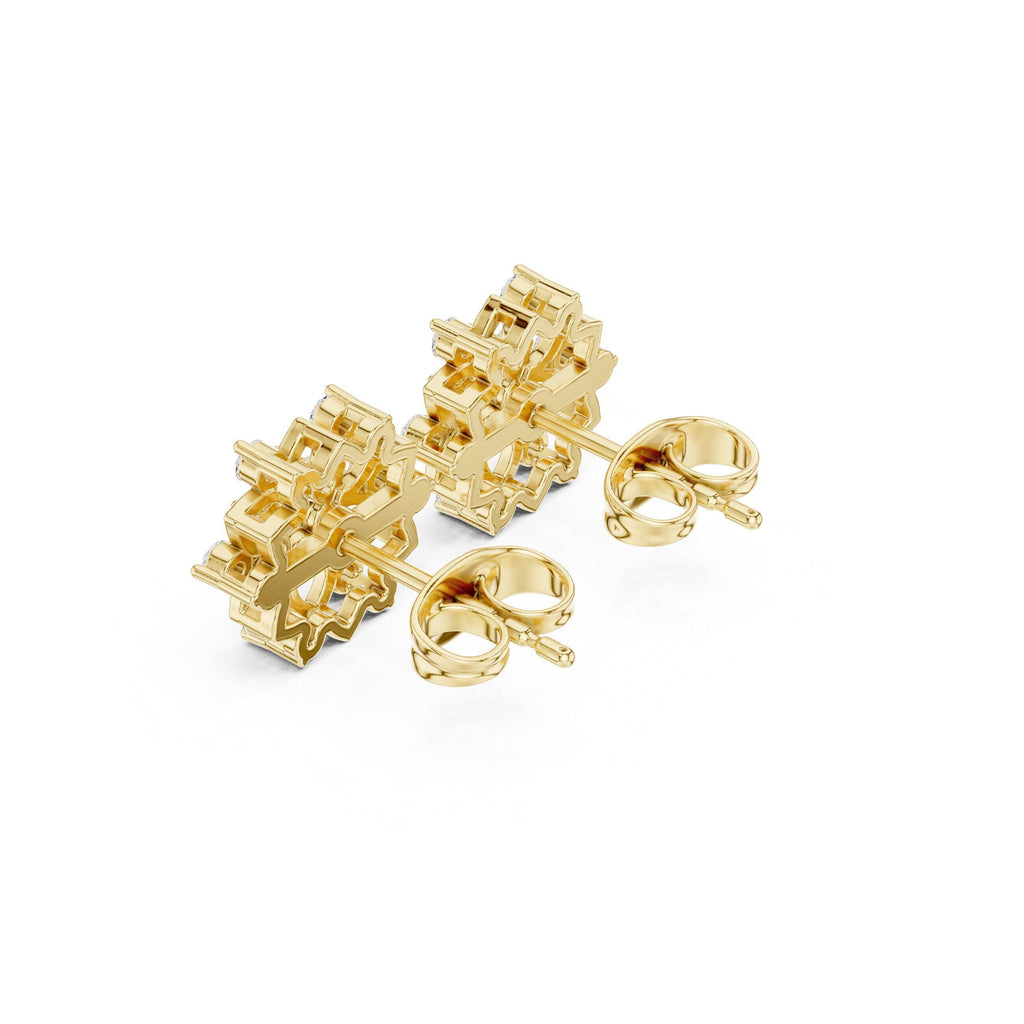 Marquise Moissanite Lotus Stud Earrings – 925 Sterling Silver, 18K Gold Vermeil