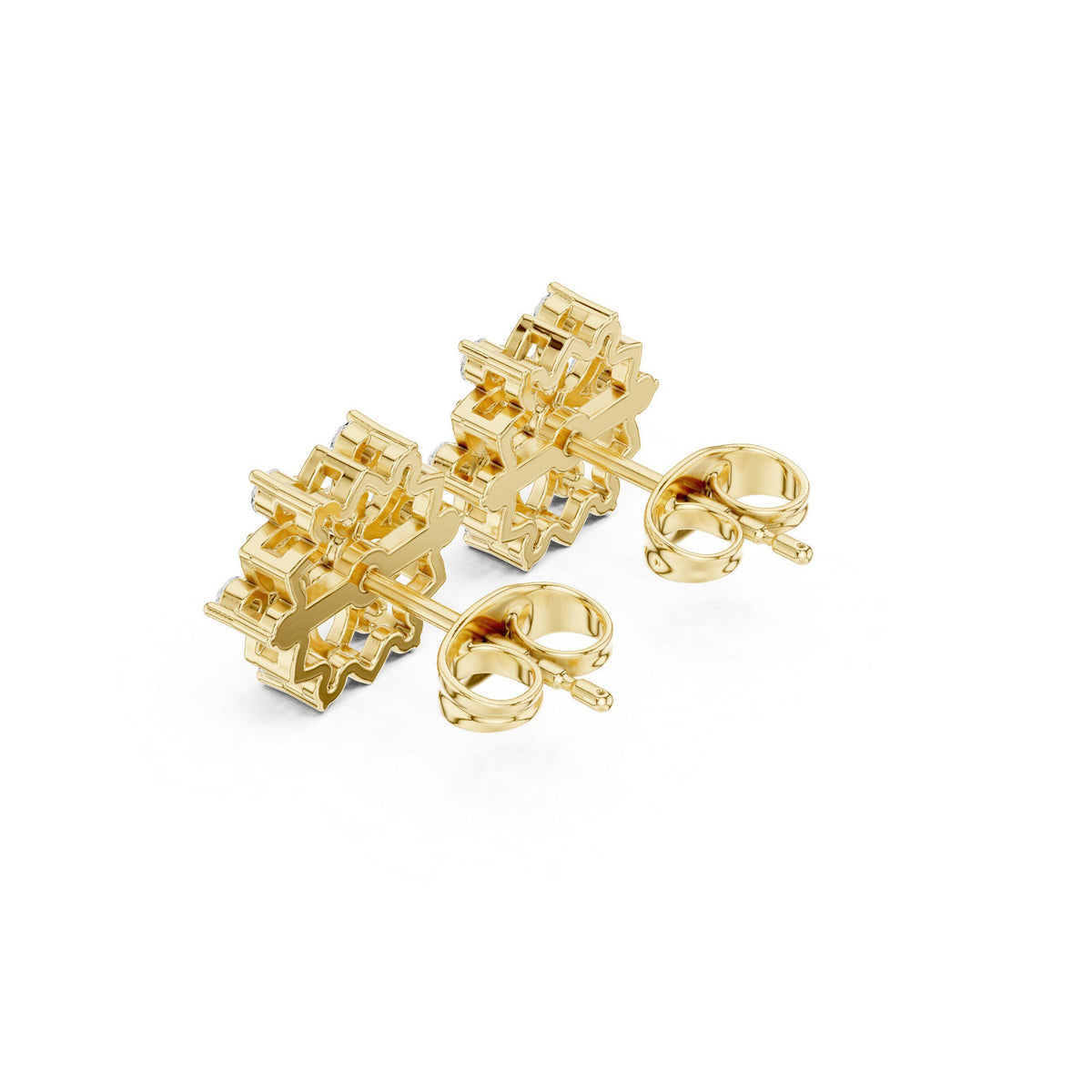 Marquise Moissanite Lotus Stud Earrings – 925 Sterling Silver, 18K Gold Vermeil