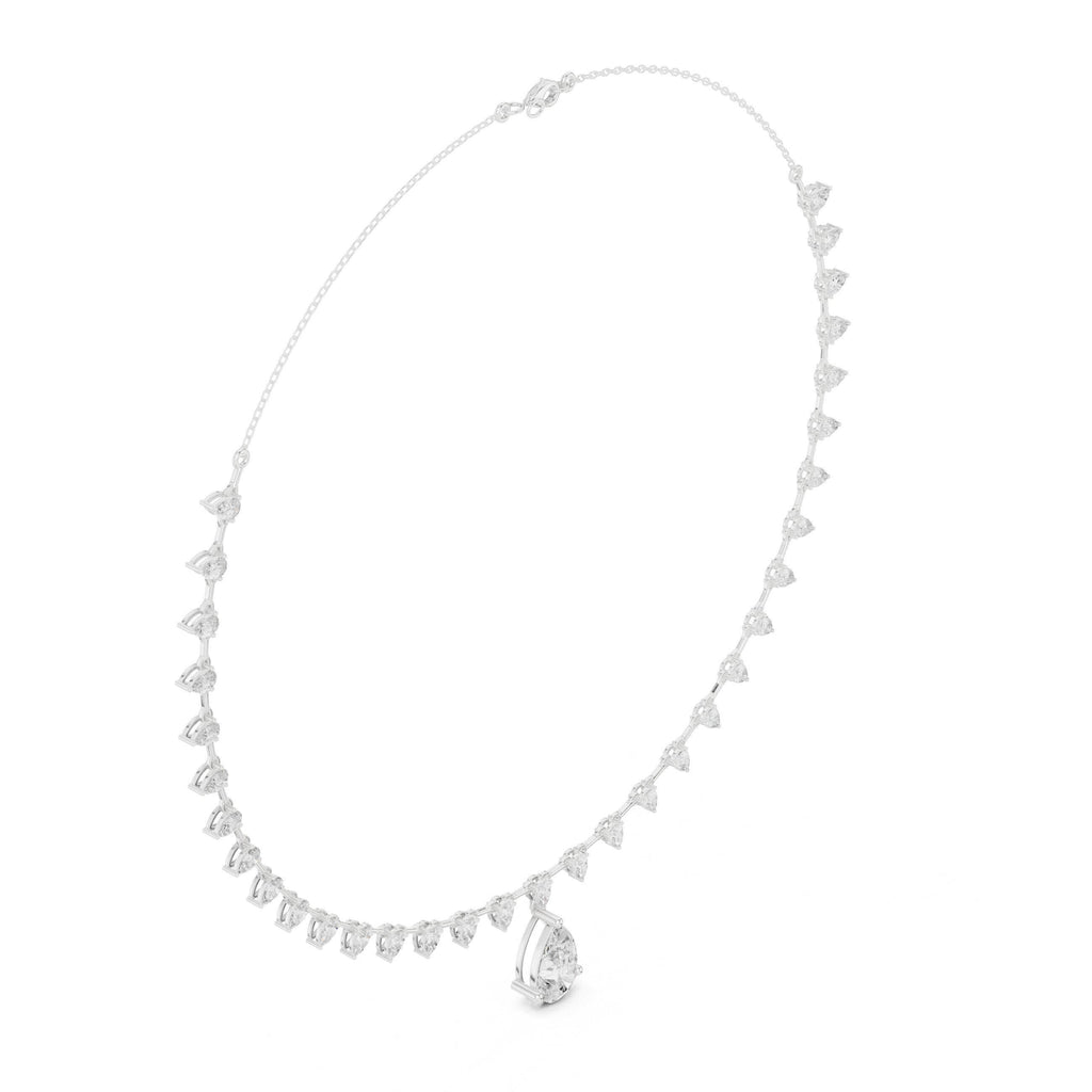 Trillion & Pear Moissanite Fringe Necklace – 925 Sterling Silver, 18K Gold Vermeil