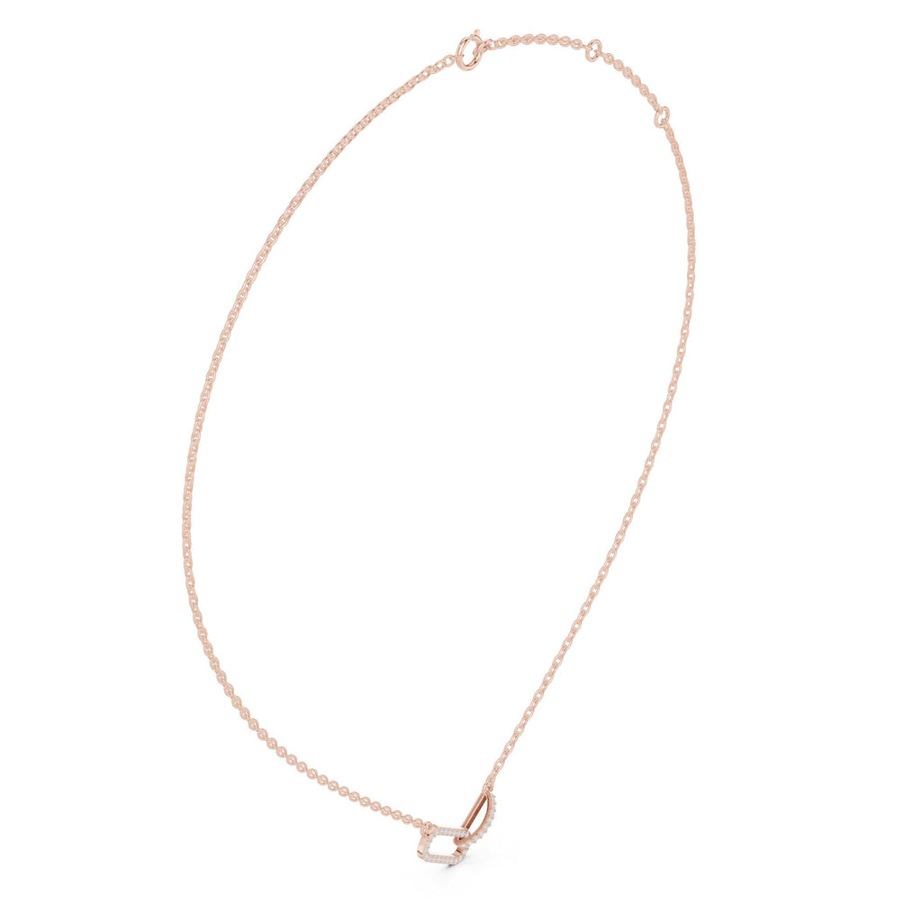 Moissanite Pavé Paperclip Bar Necklace – 925 Sterling Silver, 18K Gold Vermeil