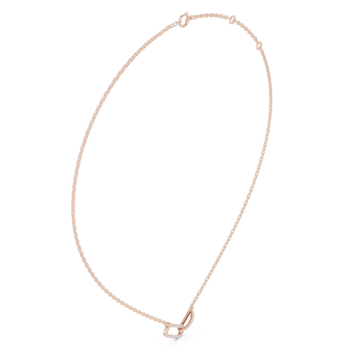 Moissanite Pavé Paperclip Bar Necklace – 925 Sterling Silver, 18K Gold Vermeil