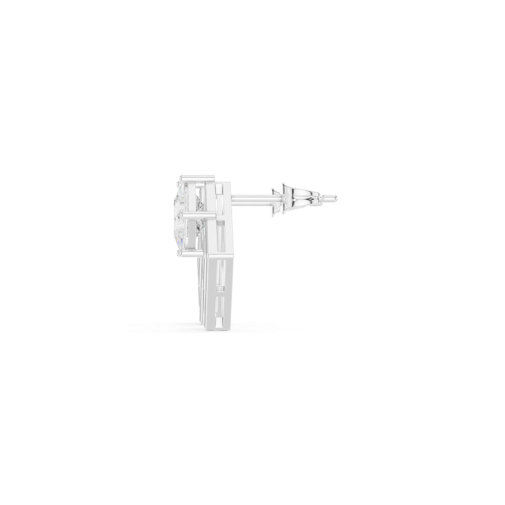 Moissanite Open Square Geometric Stud Earrings – 925 Sterling Silver, 18K Gold Vermeil