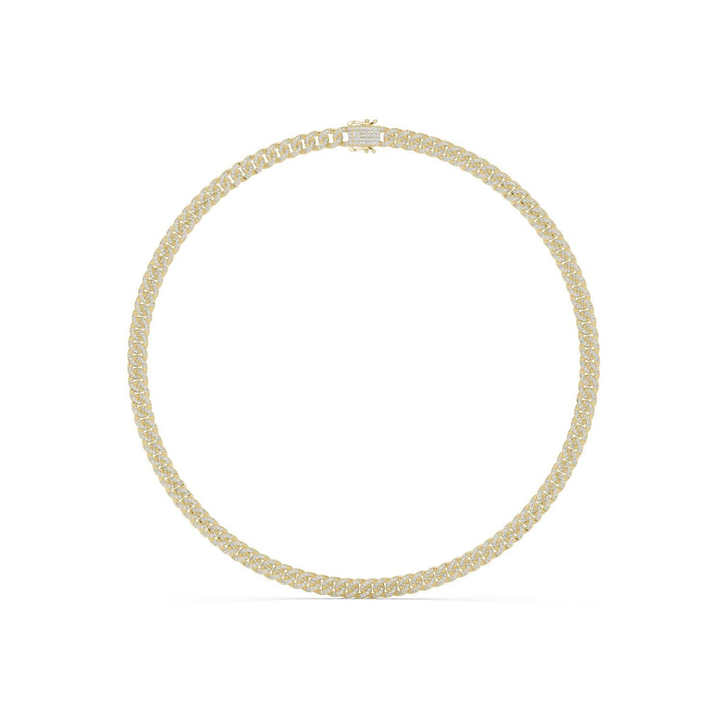 Moissanite Pavé Cuban Link Necklace – 925 Sterling Silver, 18K Gold Vermeil