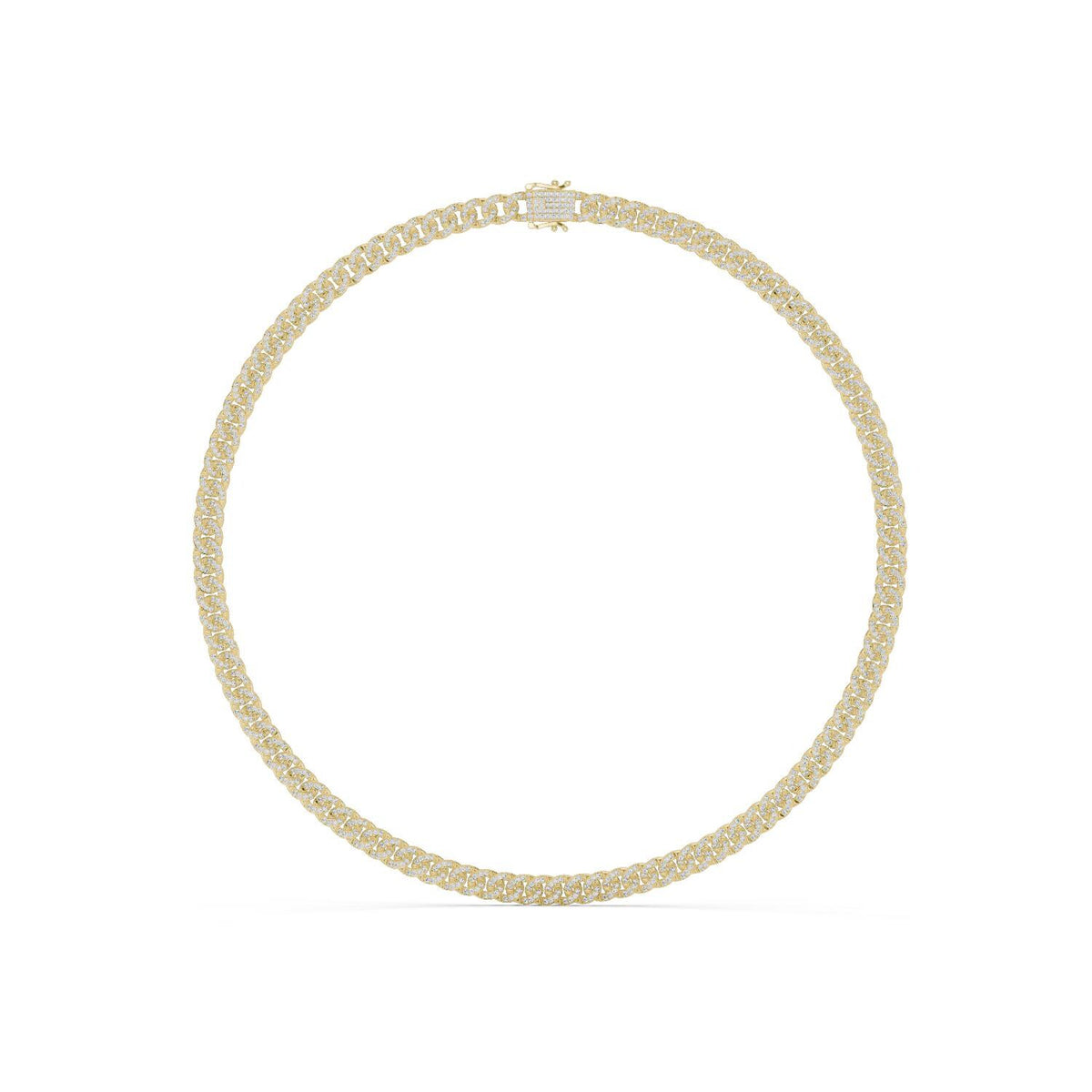 Moissanite Pavé Cuban Link Necklace – 925 Sterling Silver, 18K Gold Vermeil