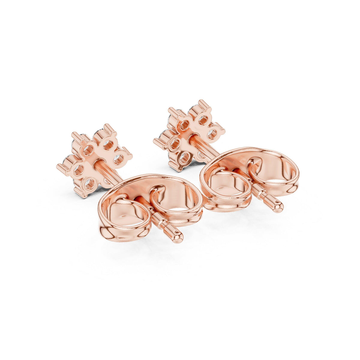 Moissanite Petite Flower Cluster Stud Earrings – 925 Sterling Silver, 18K Gold Vermeil