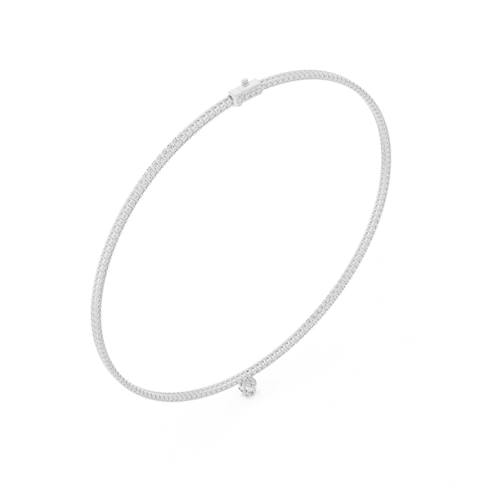 Pear Moissanite Drop Tennis Necklace – 925 Sterling Silver, 18K Gold Vermeil