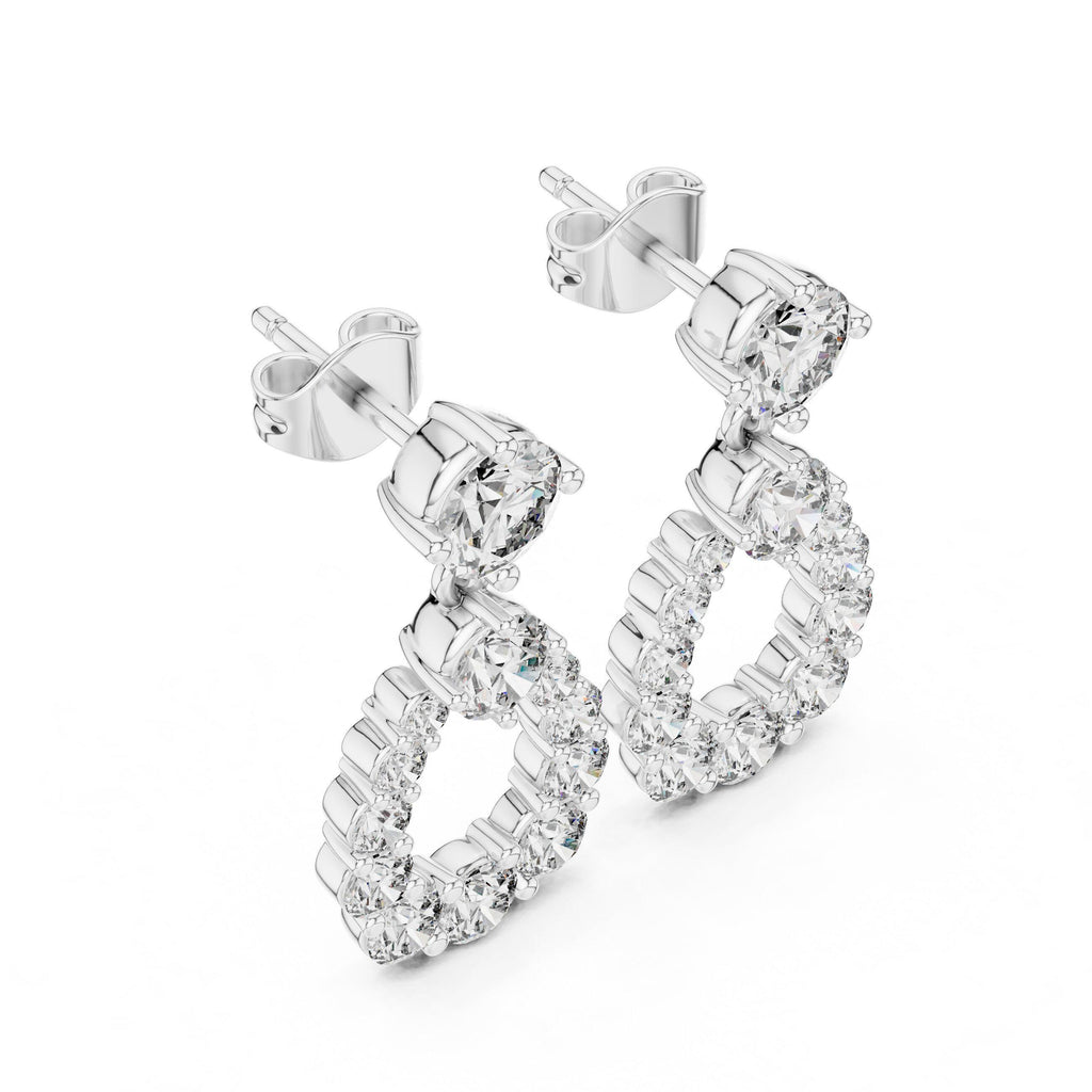 Open Teardrop Moissanite Drop Earrings – 925 Sterling Silver, 18K Gold Vermeil