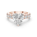 Heart-Shaped Moissanite Ring with Pavé Band – 925 Sterling Silver, 18K Gold Vermeil
