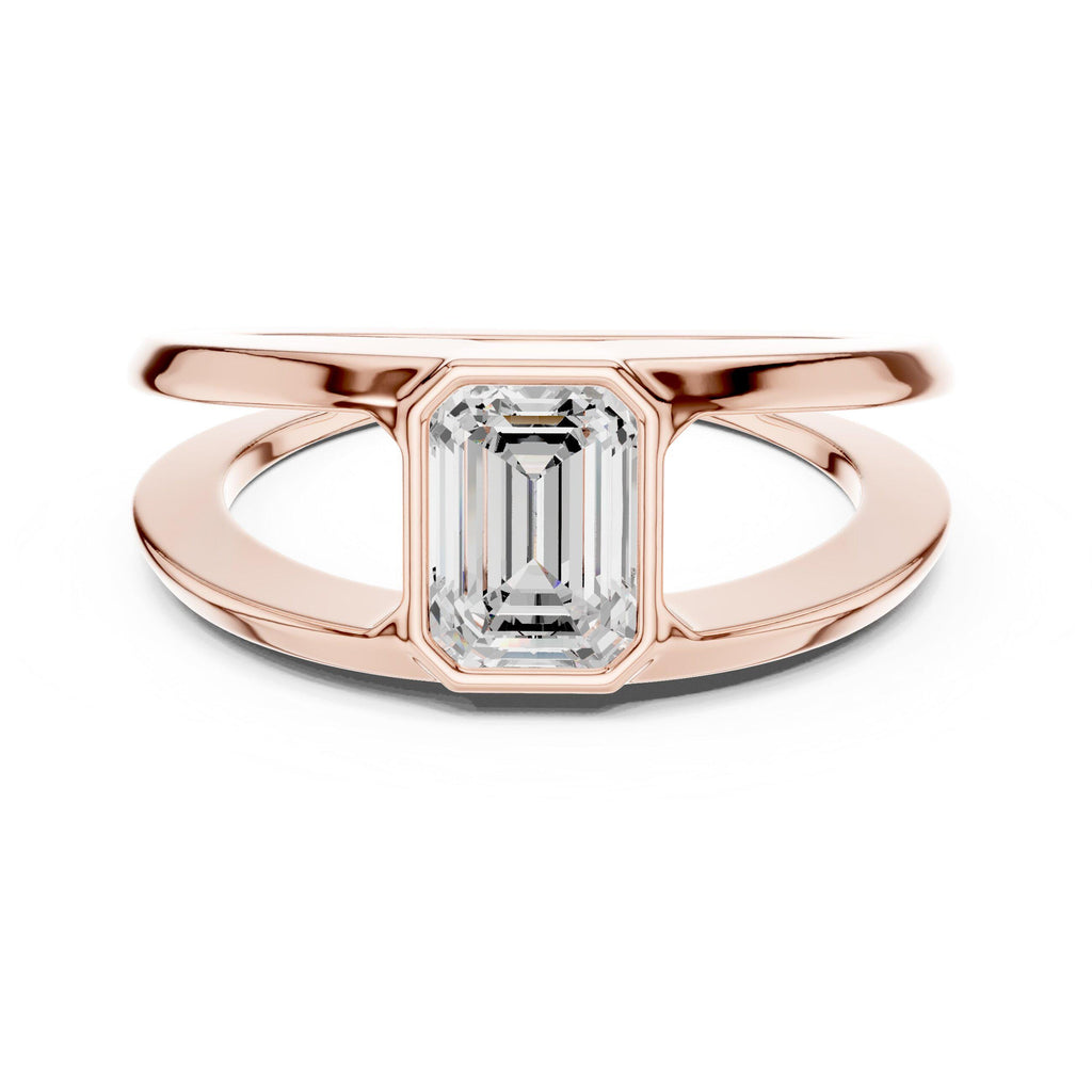 Men's Emerald-Cut Moissanite Ring, Split Band – 925 Sterling Silver, 18K Gold Vermeil