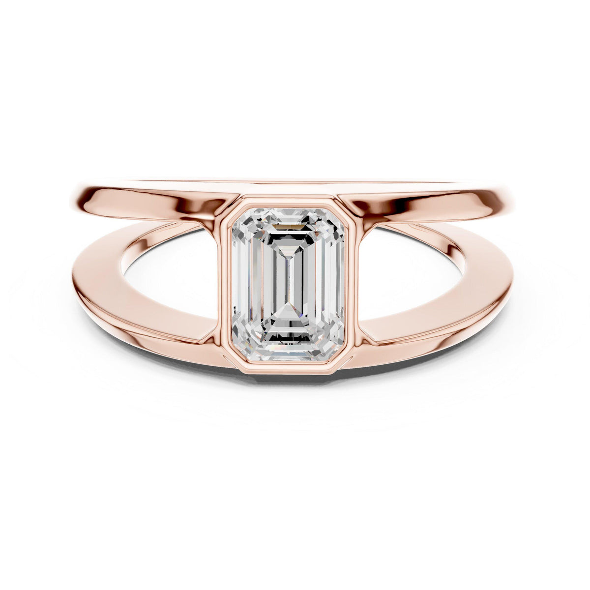 Men's Emerald-Cut Moissanite Ring, Split Band – 925 Sterling Silver, 18K Gold Vermeil