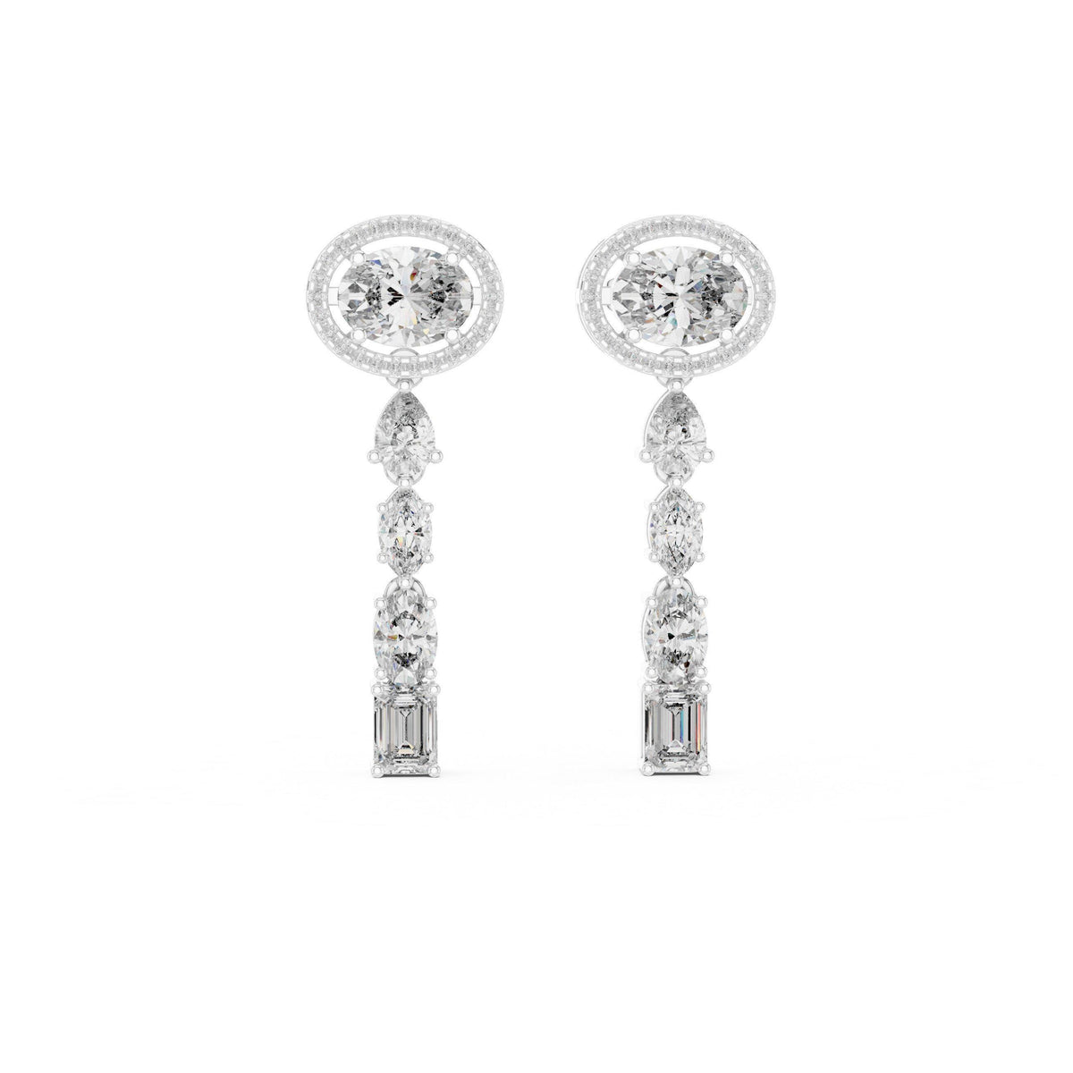 Oval Halo Moissanite Drop Earrings – 925 Sterling Silver, 18K Gold Vermeil