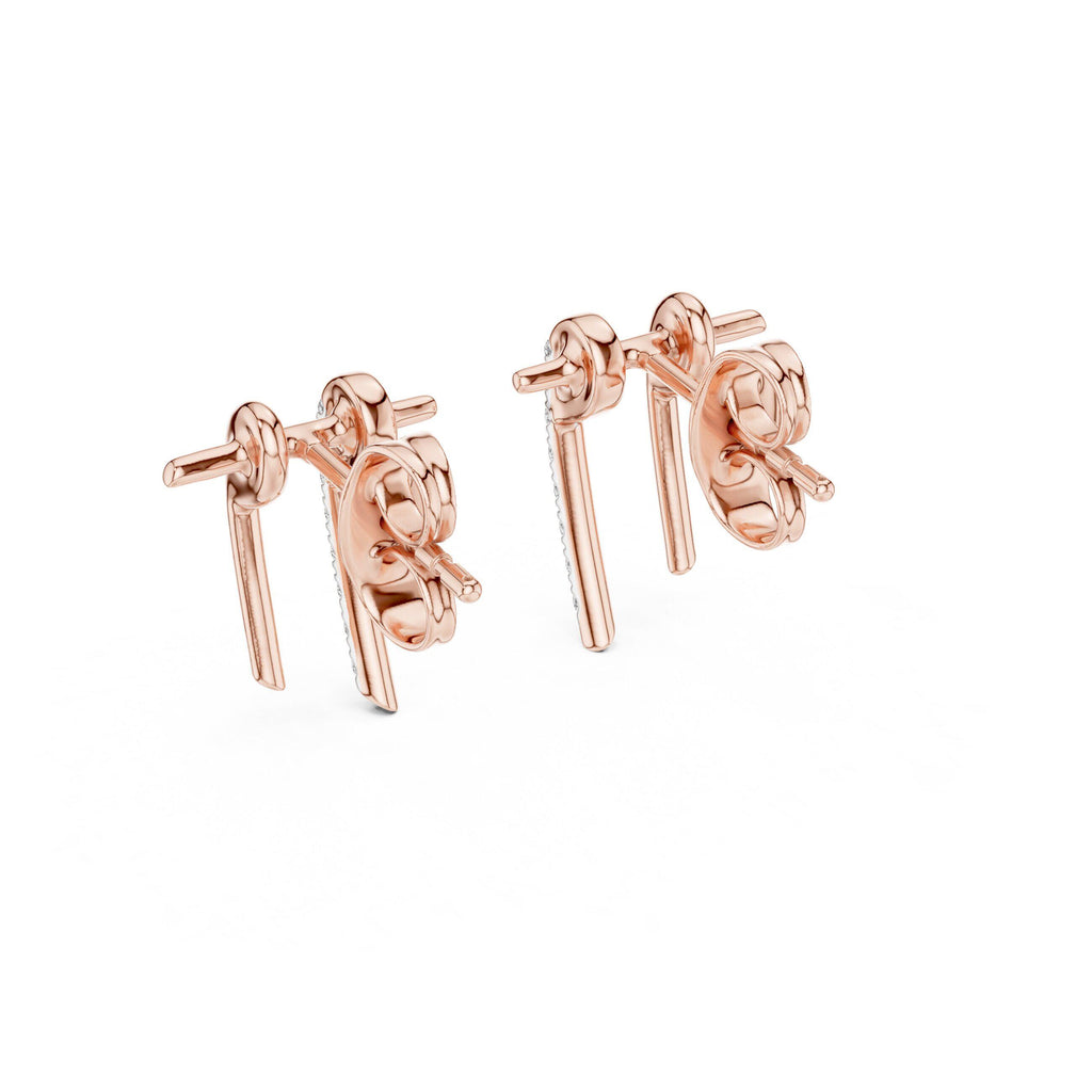 Moissanite Pavé Bar Front-Back Earrings – 925 Sterling Silver, 18K Gold Vermeil