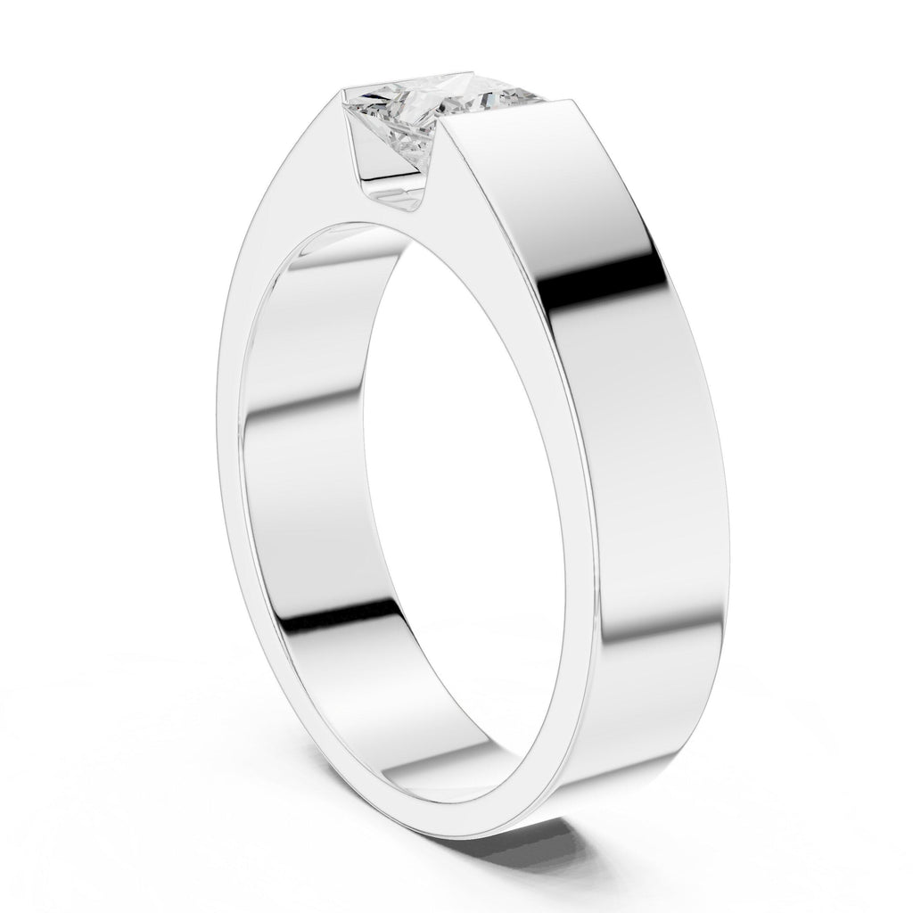 Men's 5.5mm Princess-Cut Moissanite Ring – 925 Sterling Silver, 18K Gold Vermeil