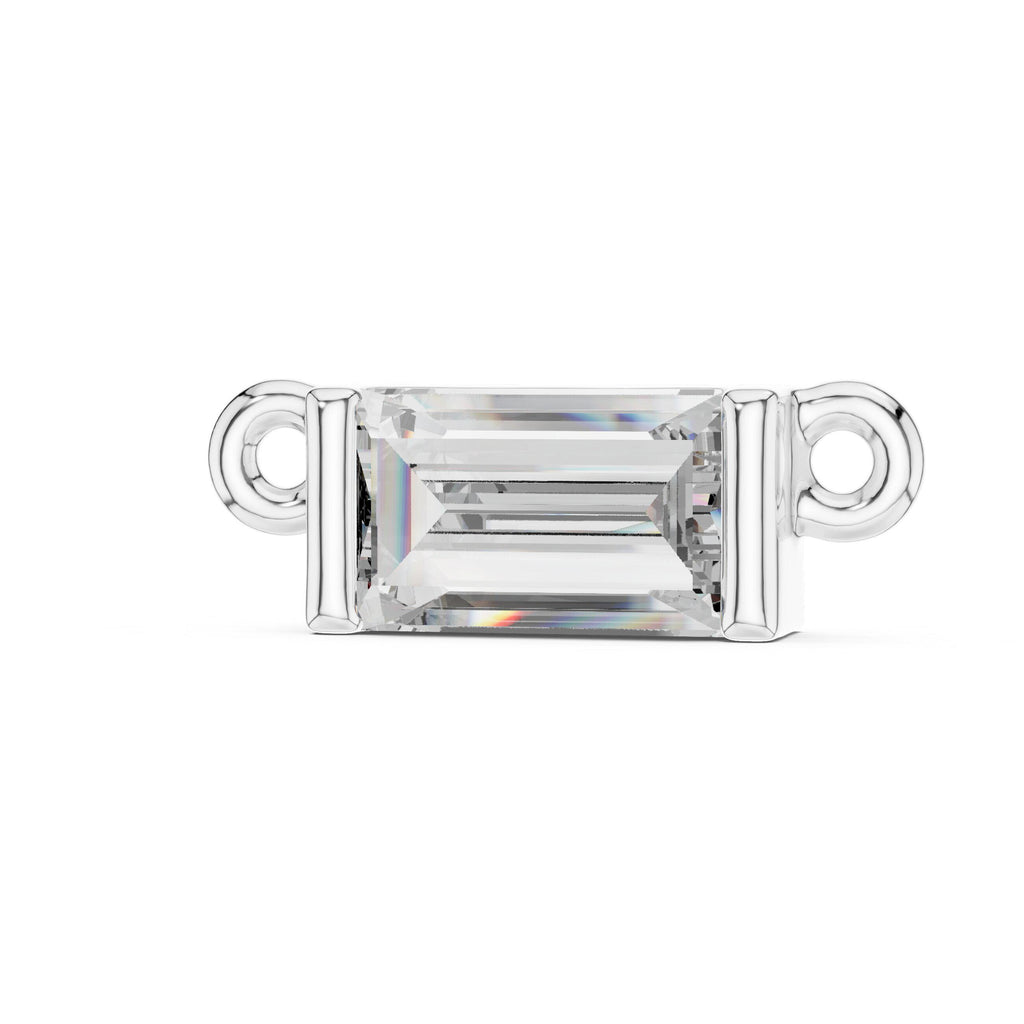 Baguette Moissanite Pendant – 925 Sterling Silver, 18K Gold Vermeil
