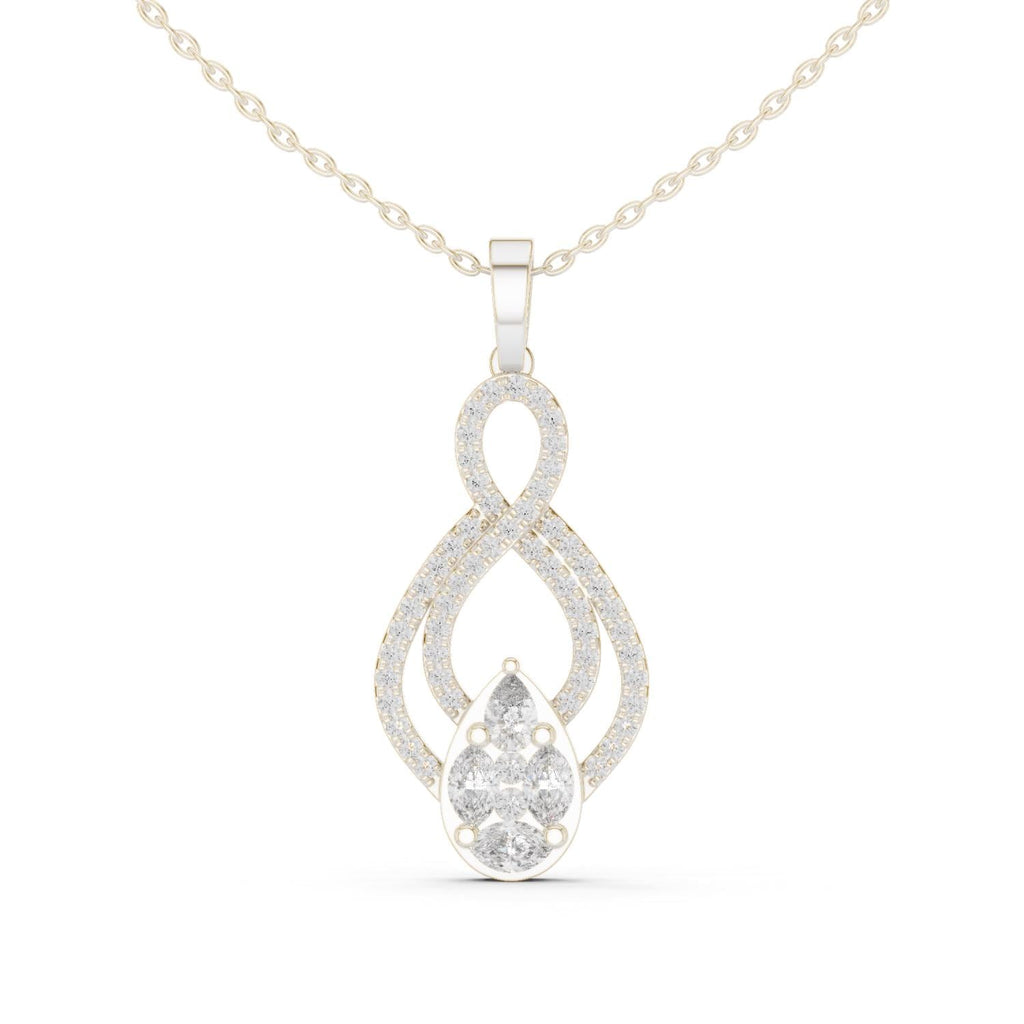 Pear Moissanite Cluster Teardrop Pendant Necklace – 925 Sterling Silver, 18K Gold Vermeil