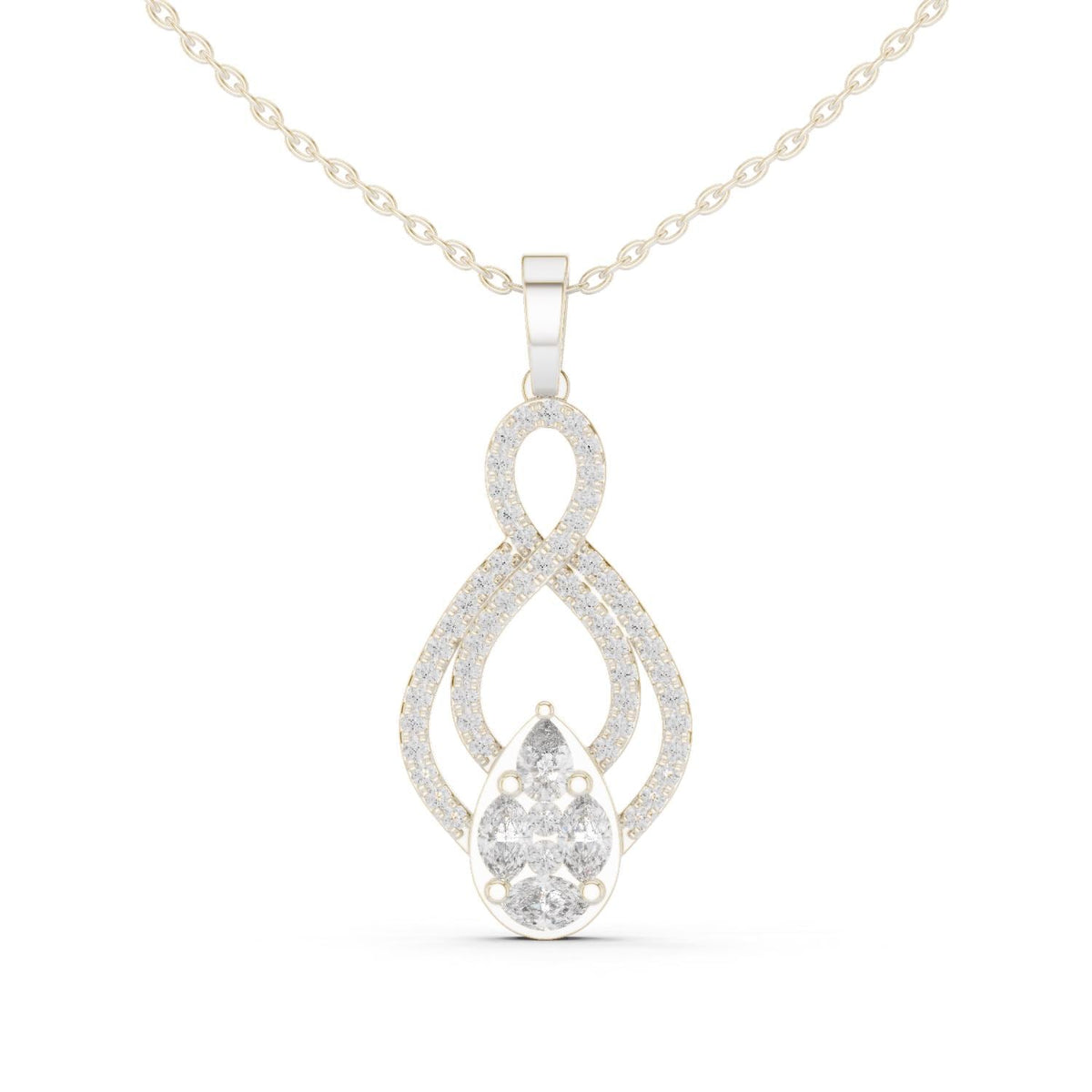 Pear Moissanite Cluster Teardrop Pendant Necklace – 925 Sterling Silver, 18K Gold Vermeil