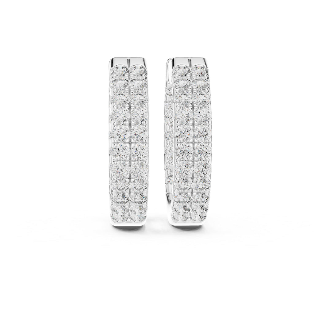 Moissanite Pavé Double-Row Wide Hoop Earrings – 925 Sterling Silver, 18K Gold Vermeil