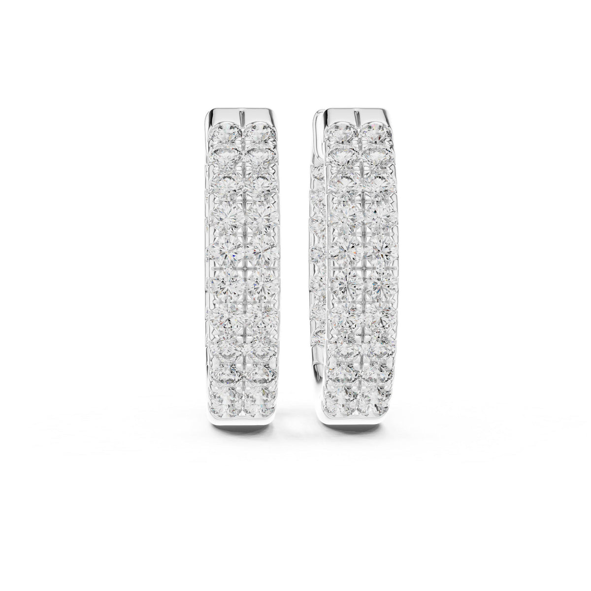 Moissanite Pavé Double-Row Wide Hoop Earrings – 925 Sterling Silver, 18K Gold Vermeil