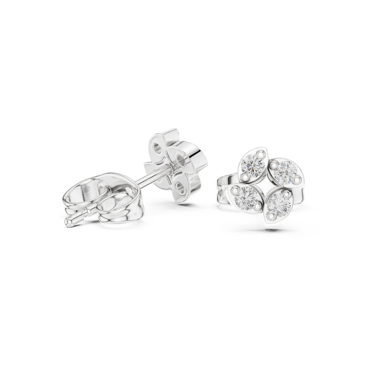 Moissanite Clover Cluster Stud Earrings – 925 Sterling Silver, 18K Gold Vermeil