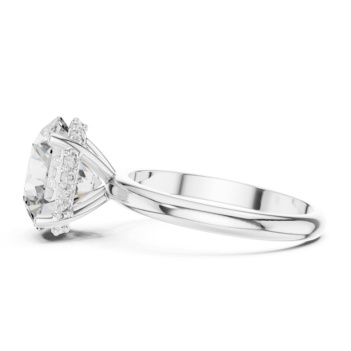 Round Moissanite Solitaire Ring with Slim Band and Hidden Halo – 925 Sterling Silver, 18K Gold Vermeil