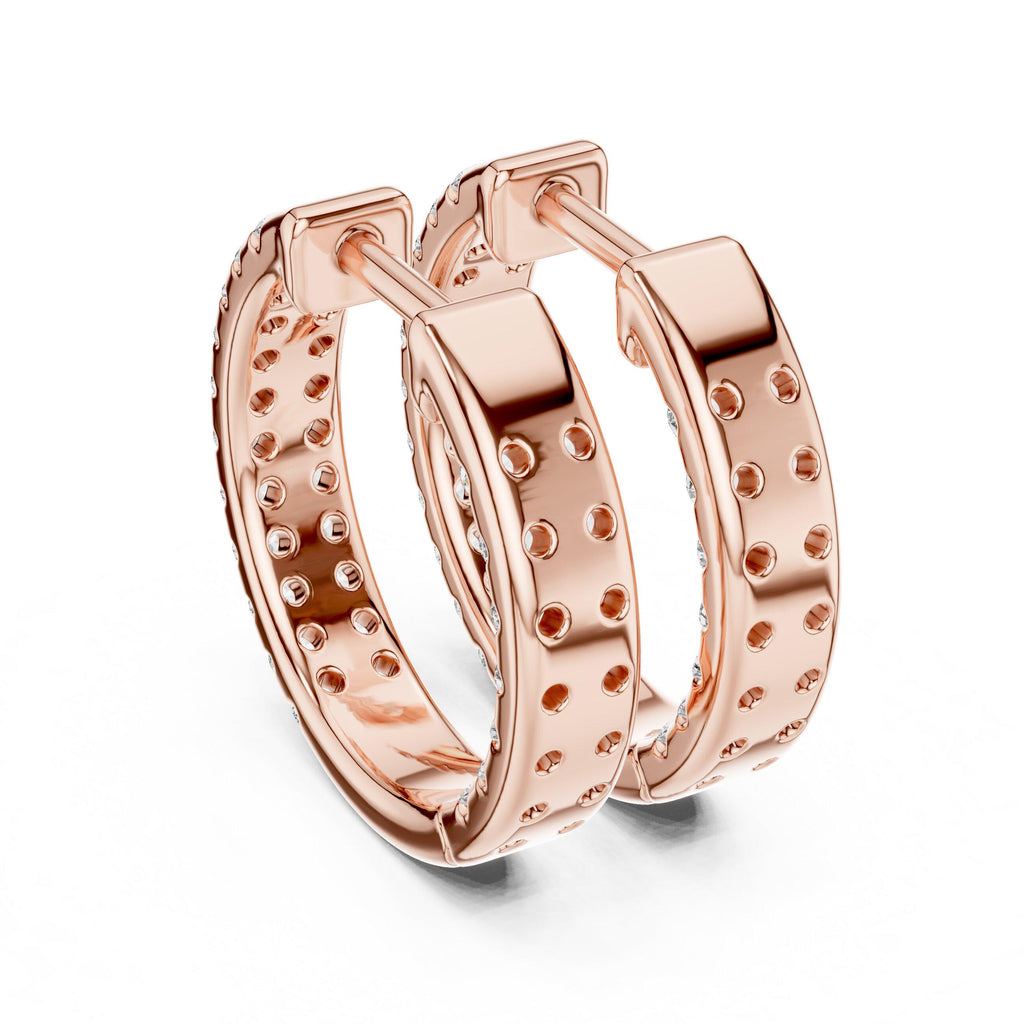 Moissanite Pavé Double-Row Wide Hoop Earrings – 925 Sterling Silver, 18K Gold Vermeil