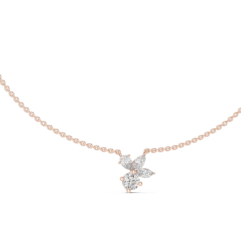 Pear, Marquise & Round Moissanite Cluster Pendant Necklace – 925 Sterling Silver, 18K Gold Vermeil