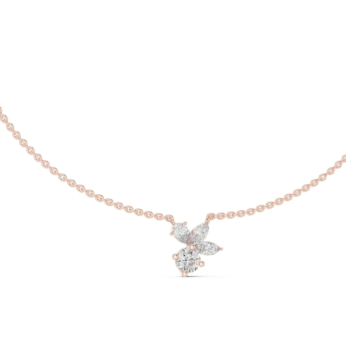 Pear, Marquise & Round Moissanite Cluster Pendant Necklace – 925 Sterling Silver, 18K Gold Vermeil