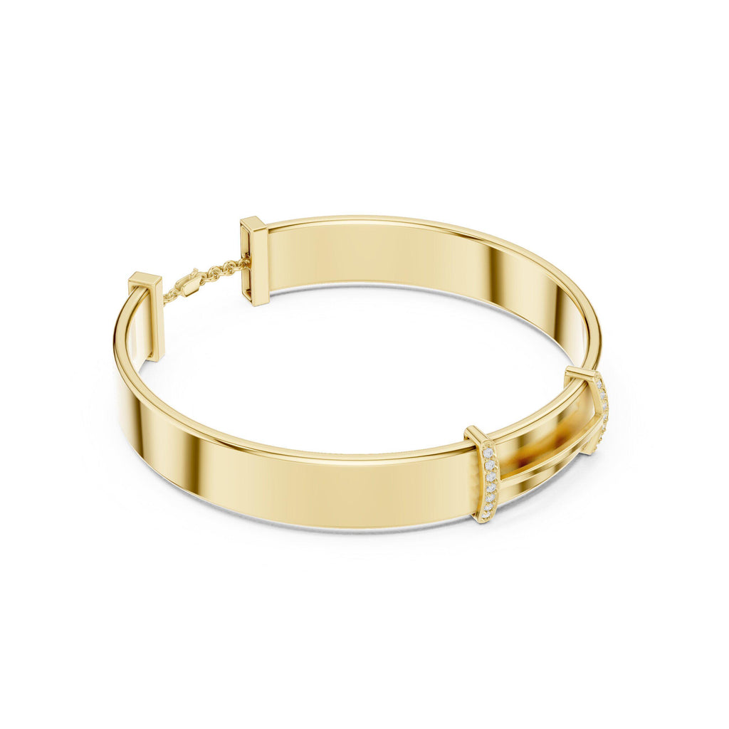 18K Gold Vermeil Men's Moissanite Cuff Bracelet | 925 Sterling Silver, Modern Luxury